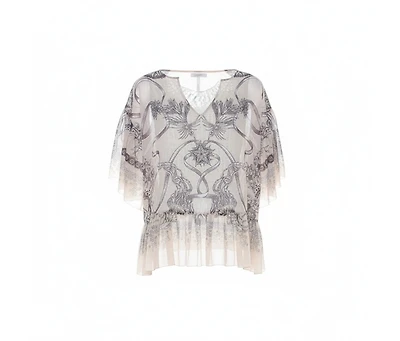 Pre-Owned Roberto Cavalli Women's Chiffon Botanical Print Top