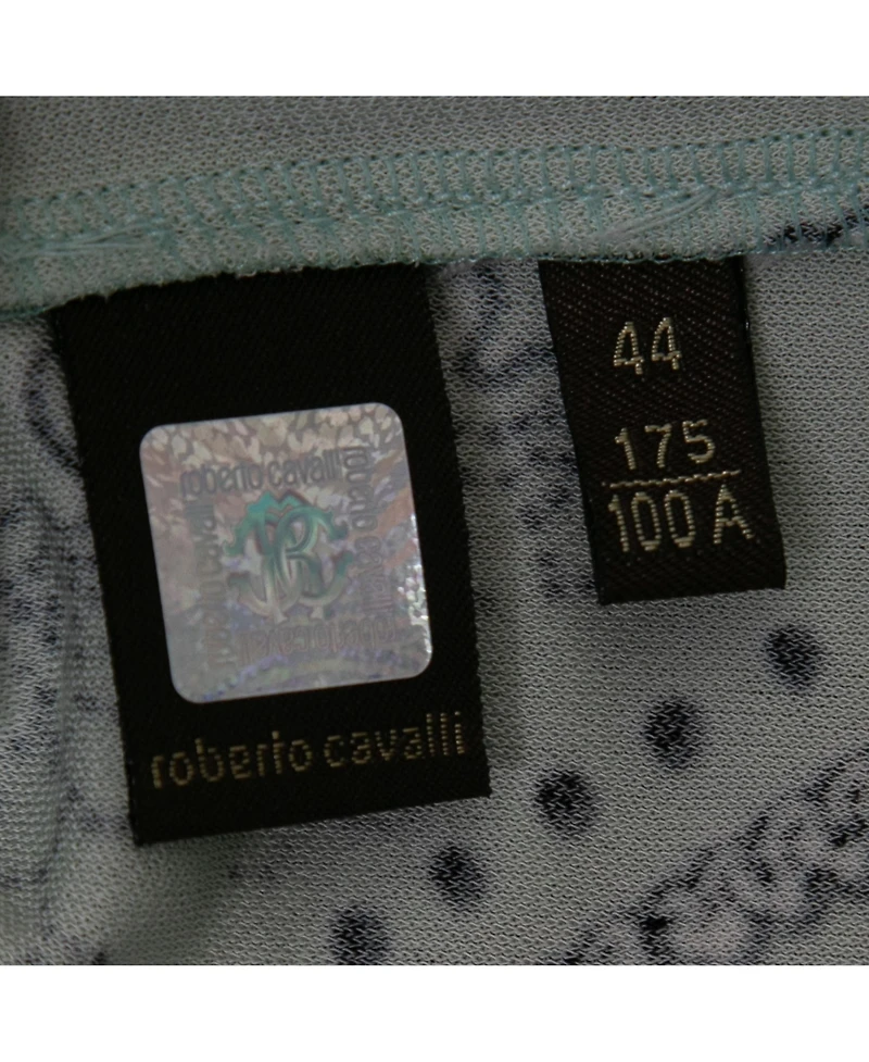 Pre-Owned Roberto Cavalli Women's Multicolor Printed Jersey Lace Trimmed Top