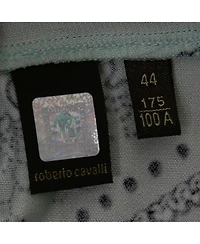 Pre-Owned Roberto Cavalli Women's Multicolor Printed Jersey Lace Trimmed Top