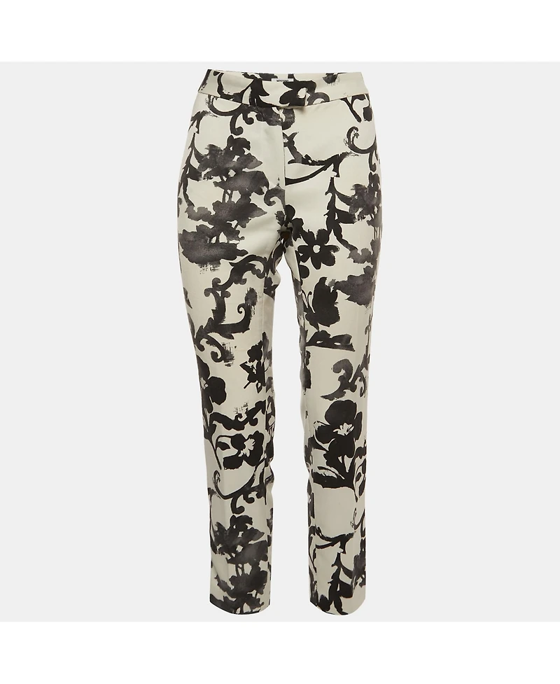 Pre-Owned Moschino Women's Floral Print Crepe Trousers