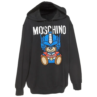Pre-Owned Moschino Women's Couture Black Transformer Teddy Cotton Hoodie