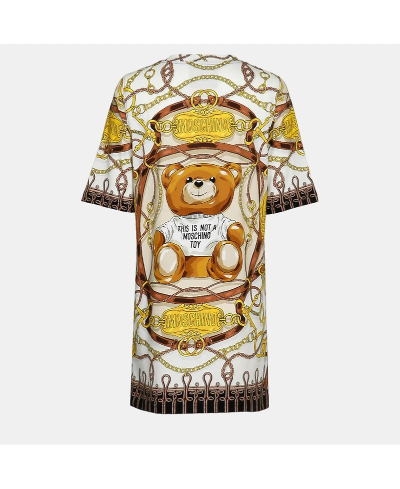 Pre-Owned Moschino Women's Multi Military Teddy Scarf Print Dress