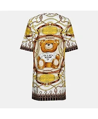 Pre-Owned Moschino Women's Multi Military Teddy Scarf Print Dress