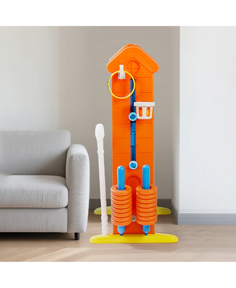 Flynama 4 in 1 Giant Game Set with Adjustable Height Jumbo Connect 4 Basketball Ring Toss Golf Games Portable Outdoor Set for Kids Adults