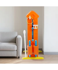 Flynama 4 in 1 Giant Game Set with Adjustable Height Jumbo Connect 4 Basketball Ring Toss Golf Games Portable Outdoor Set for Kids Adults