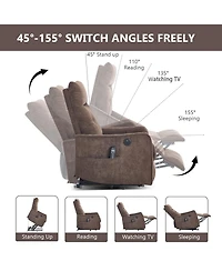sumyeg Chenille Single Motor Power Lift Recliner Chair with Massage and Heavy Duty Motion Mechanism One Usb for Charging