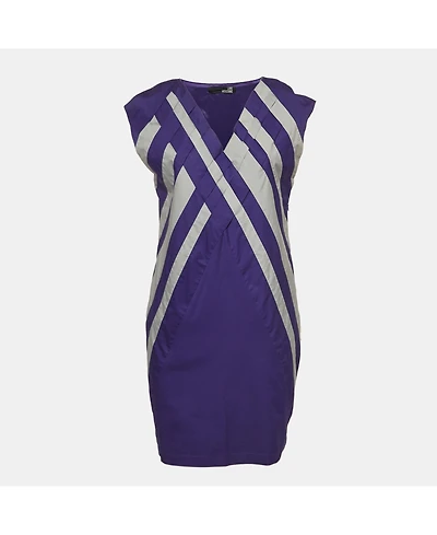 Pre-Owned Love Moschino Women's Purple Poplin Braided Detail Shift Dress