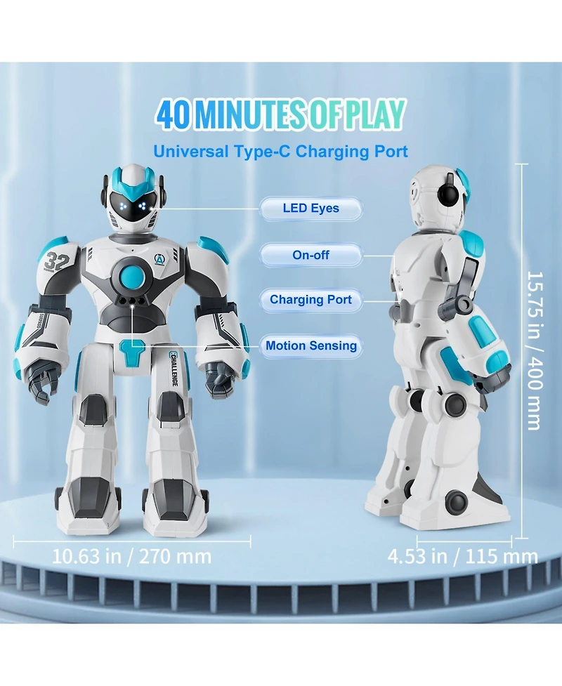 Mecale Rc Robot Toy for Kids, 2.4GHz Gesture Sensing Programmable Voice Control Robot, Singing Dancing Gift for Ages 6–12