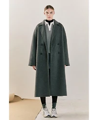 endless rose Women's Double Breasted Handmade Blend Maxi Coat