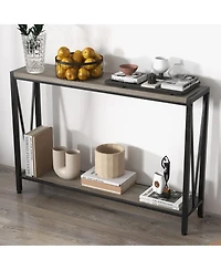 Gaomon 2 Tier Farmhouse Entryway Console Tables w/Storage Shelf, Narrow Console Tables for Entryway Living Room Hall Foyer Furniture