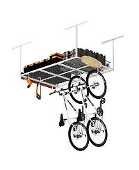 Fleximounts Ohk Series Ceiling Mounted Overhead Garage Storage Rack, White — 48" X 72"