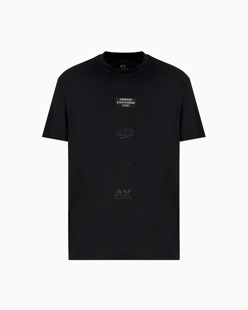 A|X Armani Exchange Men's Classic Fit Short Sleeve Stacked Logo Graphic T-Shirt