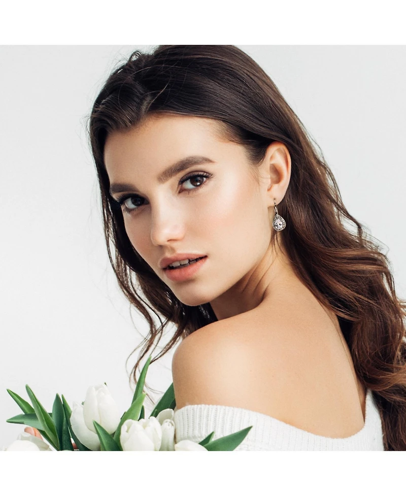 Bling Jewelry 2.25CT Cubic Zirconia Crystal Halo Teardrop Solitaire Cz Lever Back Earrings Silver Plated Alloy