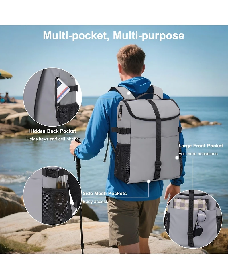 Batfox 100% Leakproof Cooler Backpack 12 Hours Ice Retention, Multi-Compartment for 24 or 36 Cans, Outdoor & Travel