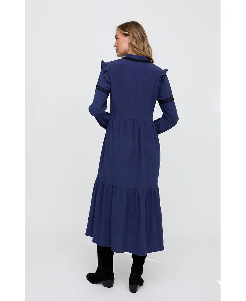 Raffya Women's Lulu Embroidered Maxi Dress