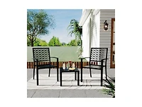 Gaomon 3 Piece Patio Bistro Set, Black Steel Outdoor Chairs and Table Set for 2, Small Modern Furniture