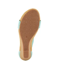 Patrizia Women s Harlequin Floral T-Strap Wedge Sandals with Back Zipper