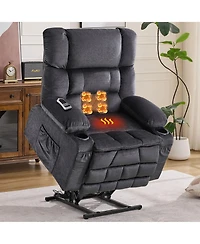 Sumyeg Dual Motor Lift Recliner with Lay Flat Waist Kneading Heat and Cup Holders