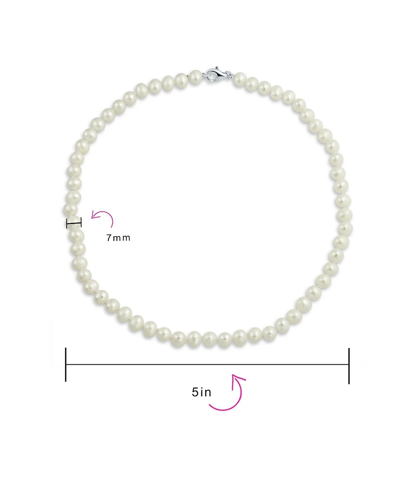 Bling Jewelry Hand-Knotted White Freshwater Pearl Necklace & Drop Pearl Earring Jewelry Set in Sterling Silver