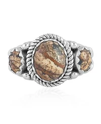 American West Jewelry Sterling Silver Picture Jasper 3 Stone Ring Sizes 5 To 11
