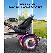 Everyfun K1+G13 Balancing Scooter with Seat Attachment for Kids or Adults with Adjustable Length, Fits 6.5" 8" 10" ,360°Swivel Wheel