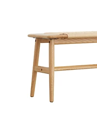 Sumyeg Casainc Natural Oak Wood Bench with Woven Design