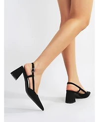 Berness Women's Carrington Faux Suede Slingback Block Heel Pumps