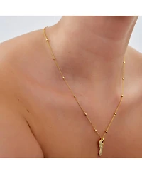 Spero London Key Pendant Necklace With Beaded Chain Sterling Silver