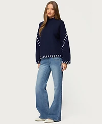 Edikted Women's Indah Contrast Stitch Oversized Sweater