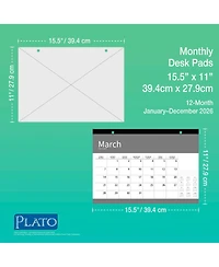 BrownTrout Plato Large Print | 2026 15.5 x 11 Inch Monthly Desk Pad Calendar
