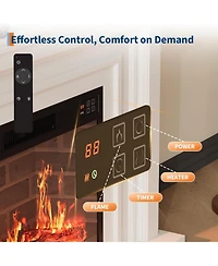 gaomon 23" Recessed & Wall Mounted Electric Fireplace, 12 Flame Colors, Timer, Remote Control, 750/1500W, Log & Crystal