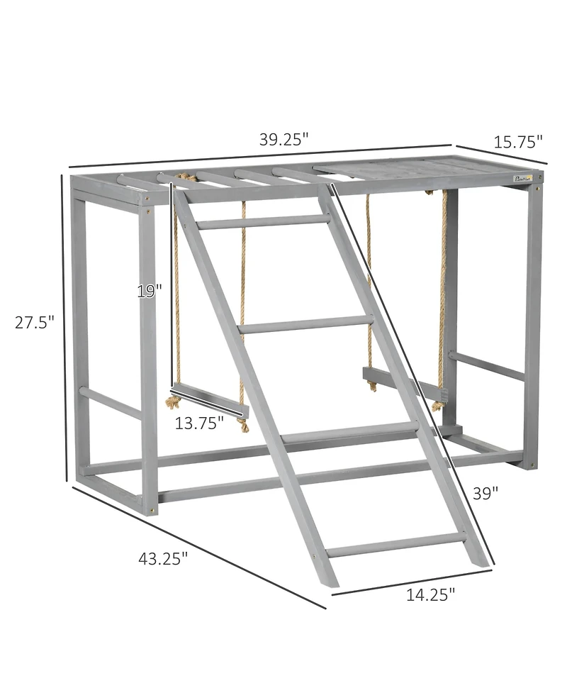 PawHut Wooden Chicken Activity Play w/ Swing Set, Chicken Coop Toy