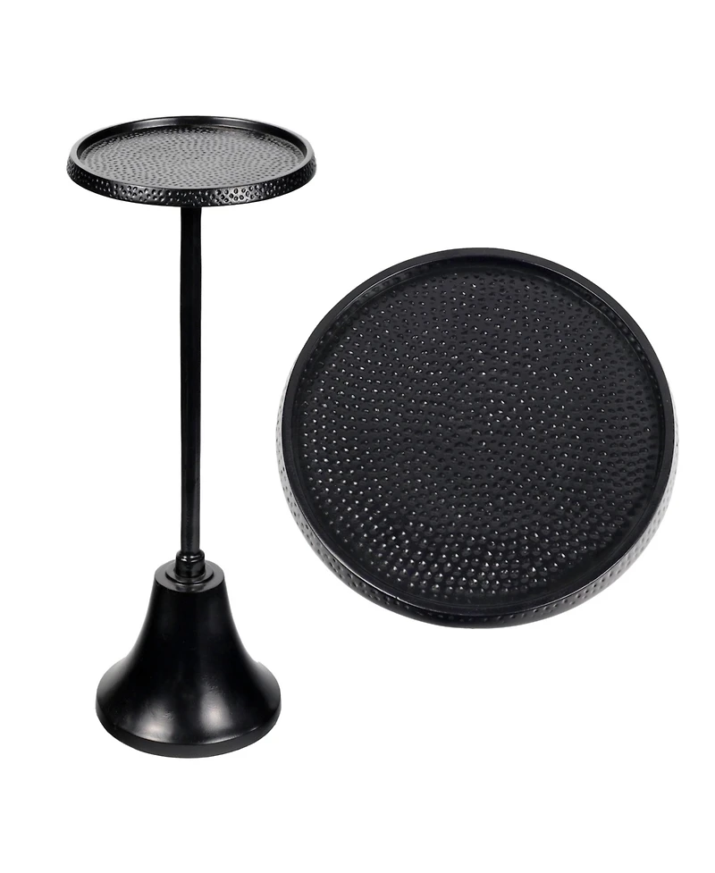 Jonathan Y Irida 24" Art Deco Designer Pedestal Drink Table and Decorative End with Hammered Round Top Bell Base