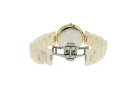 Peugeot Women's 36mm White Ceramic Watch with Gold Crystal Bezel