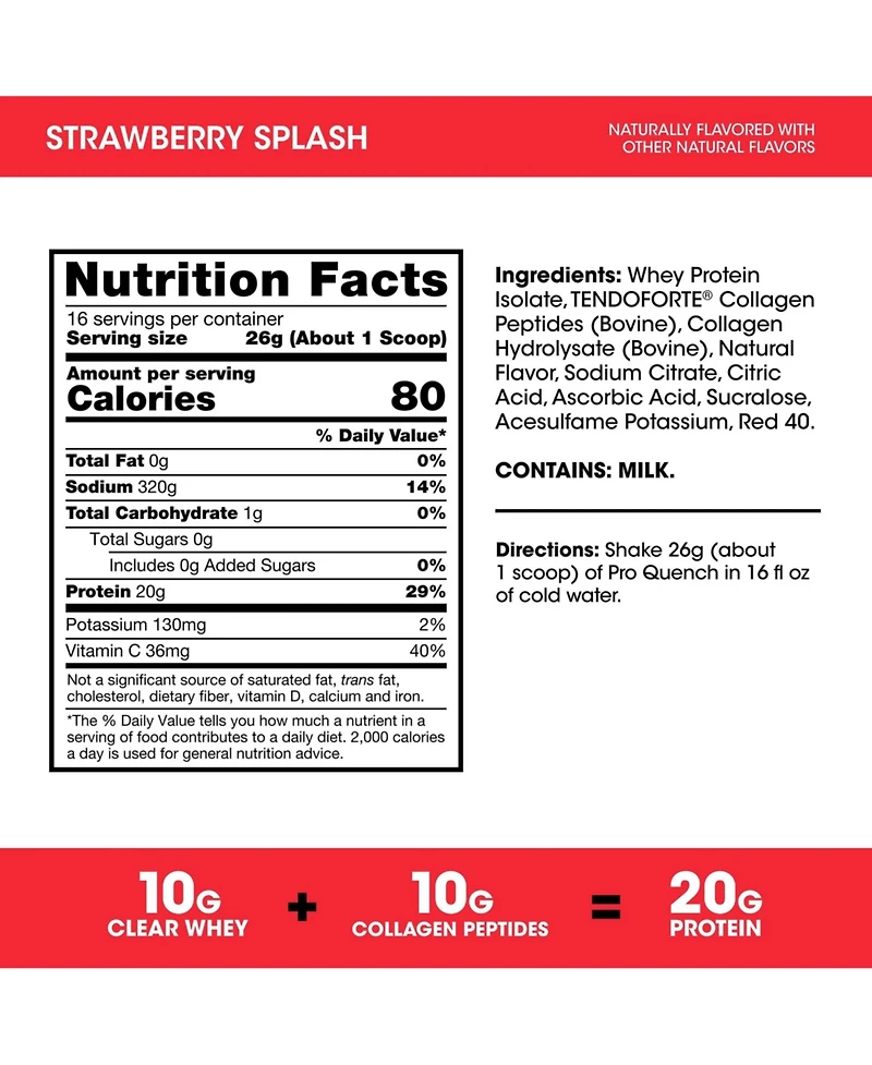 Optimum Nutrition Pro Quench Whey + Collagen Protein Powder, Strawberry Splash