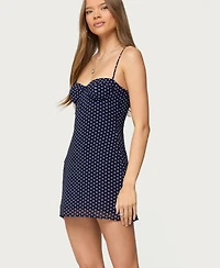 Edikted Womens Polka Dot Cupped Chiffon Mini Dress