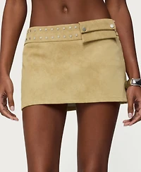 Edikted Women's Roney Stud Faux Suede Mini Skort