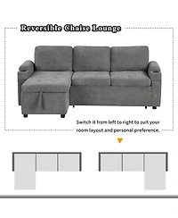 Boyel Living 83.5" L-Shaped Convertible Sofa Couch Bed Sectional with Storage, 2 Cup Holders & Usb Ports for Room
