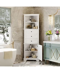 Casainc 68.9"H Triangle Tall Cabinet with 3 Drawers and Adjustable Shelves for Bathroom/Living Room