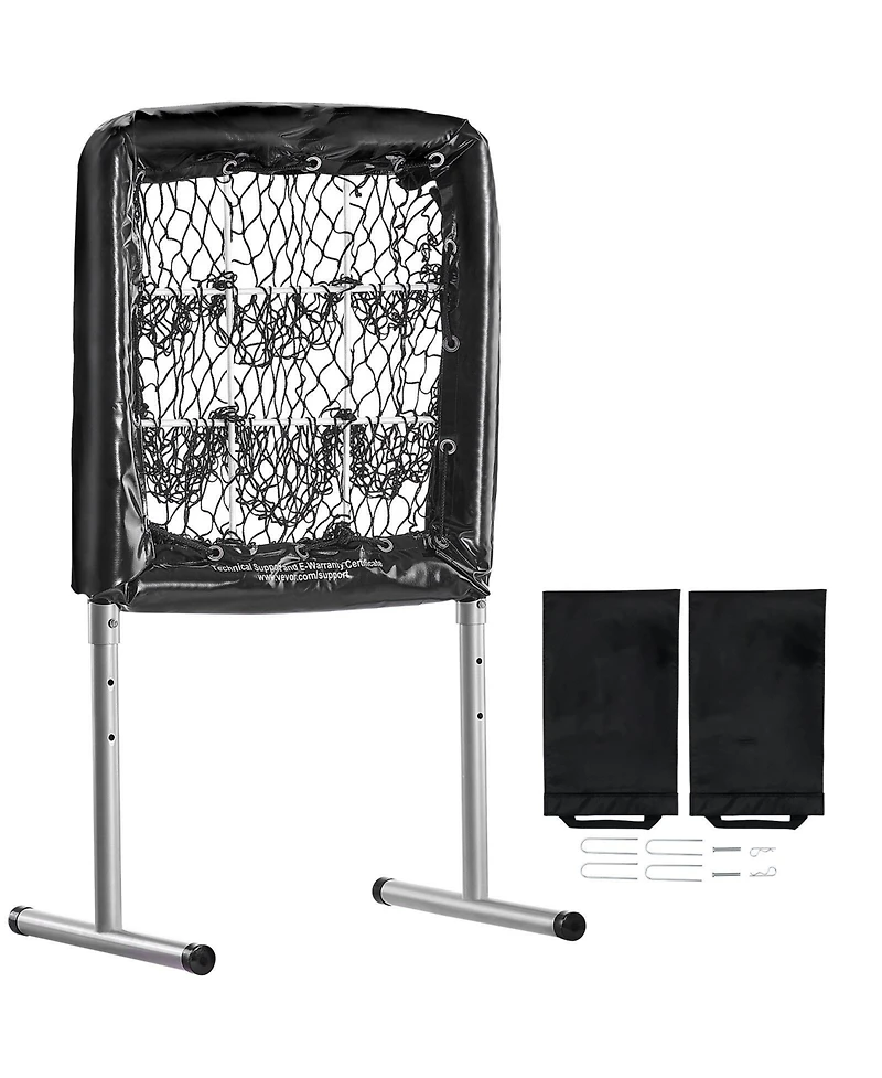 Mecale 9-Hole Baseball Pitching Net, 28''×27'' Training Target with Adjustable Strike Zone and Stakes