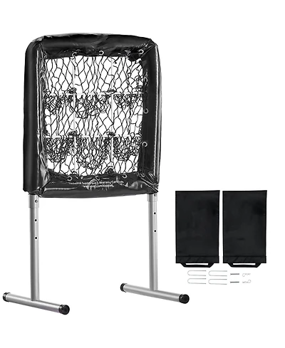 Mecale 9-Hole Baseball Pitching Net, 28''×27'' Training Target with Adjustable Strike Zone and Stakes