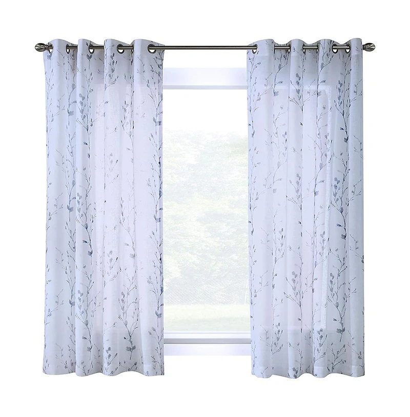 Commonwealth Primavera Style Panel Printed Floral Curtain, White