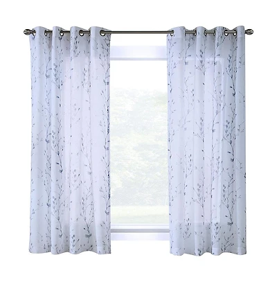 Commonwealth Primavera Style Panel Printed Floral Curtain, White