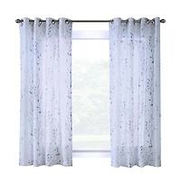 Commonwealth Primavera Style Panel Printed Floral Curtain, White