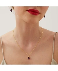 Spero London Amethyst Square Pendant Necklace With Beaded Chain in Sterling Silver