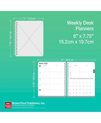 BrownTrout Crackled Blush | 2026 6 x 7.75 Inch Weekly Desk Planner | Foil Stamped Cover