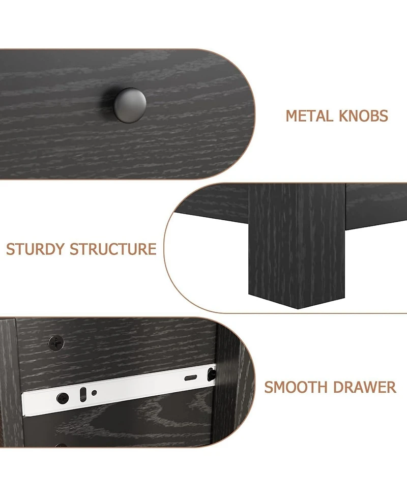 gaomon 5 Drawer Dresser, Wooden Chest of Drawers, Modern Storage Tower with Metal Handles