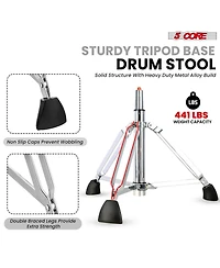5 Core Drum Throne w Backrest 4" Padded Stool Airlift Adjustable 25.5" Drummer Chair 441Lb Capacity