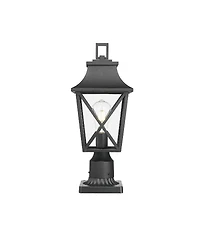 Black Outdoor Post Lantern with Pier Mount and Glass Shade