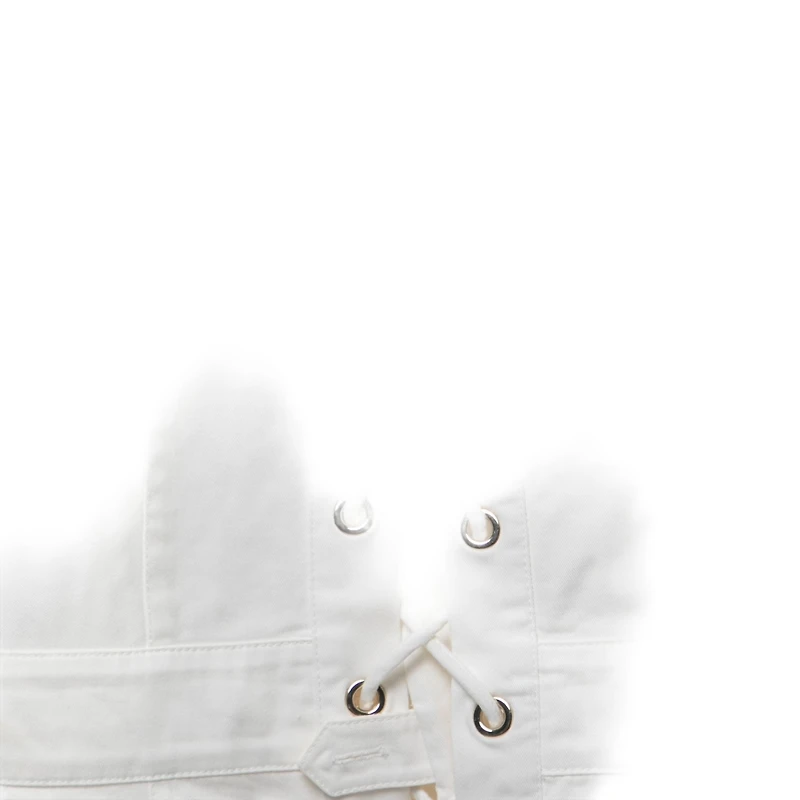 Pre-Owned Roberto Cavalli Women's White Cotton Lace-Up Playsuit
